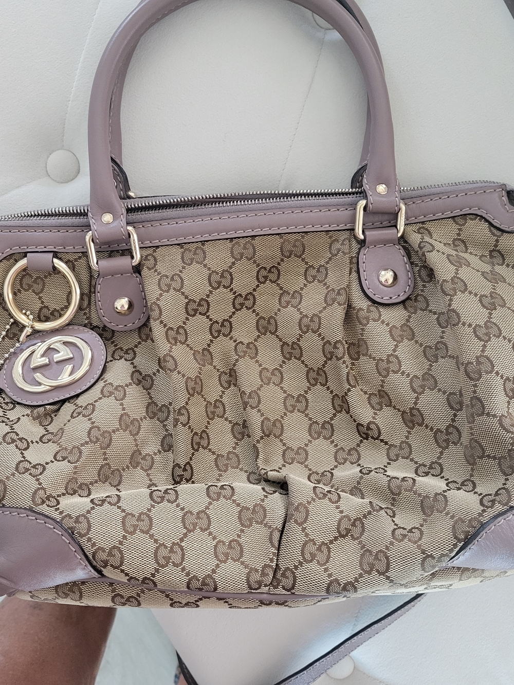 Gucci Beige GG Canvas Satchel with TAUPE Trim